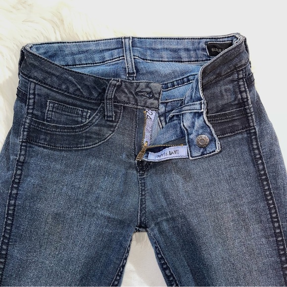 Bleulab🦋𝗥𝗲𝘃𝗲𝗿𝘀𝗶𝗯𝗹𝗲 Med Wash/Deep Indigo Stretch Flare|Bell  Jean, 24 - Picture 4 of 6
